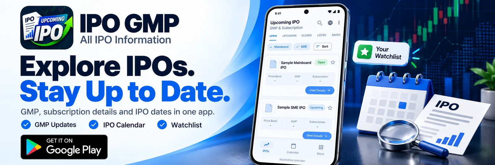 IPO GMP - All IPO Information: GMP updates, IPO calendar and watchlist. Get it on Google Play.