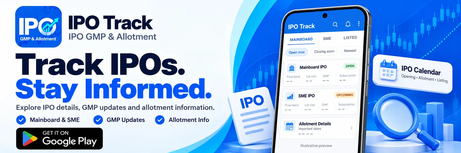 IPO Track: IPO GMP, mainboard and SME IPOs, allotment status. Get it on Google Play.